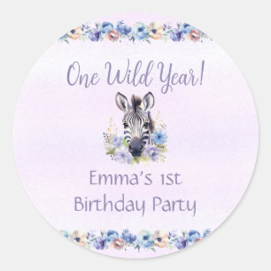 Purple Floral Zebra Birthday Sticker
