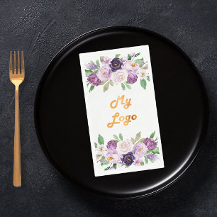 Purple florals business logo napkin