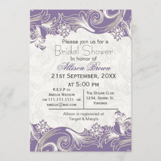 Purple florals spring Bridal shower Invitation
