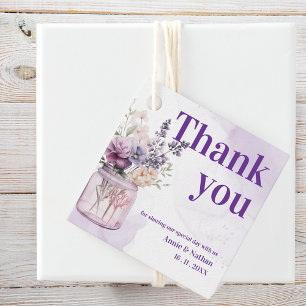 Purple Florals Thank you Message Wedding Party Favour Tags