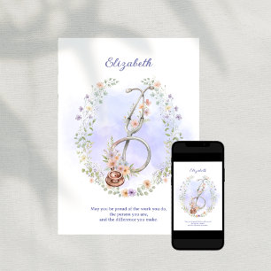 Purple FloralWreath Stethoscope Nurse Appreciation Thank You Card