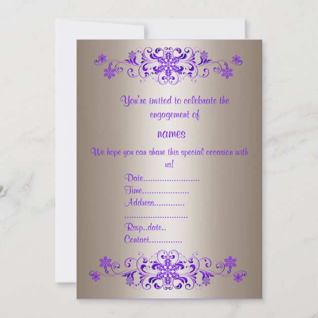 PURPLE FLOURISH ENGAGEMENT INVITATION (Front)
