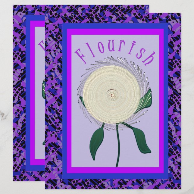 Purple Flourish Flower Scrapbook Paper 2-Sided Pag (Front/Back)