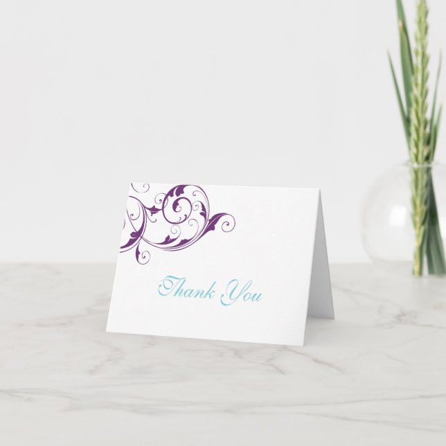 Purple Flourish Thank You Card (Front)