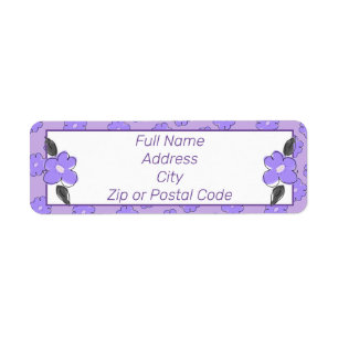 Purple flower accented return address label