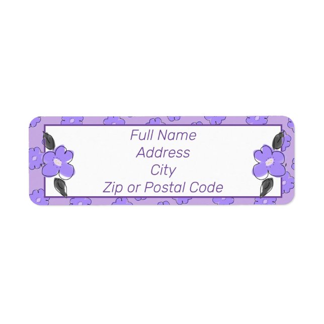 Purple flower accented return address label (Front)
