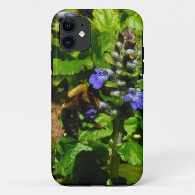 Purple Flower and Bumble Bee Case-Mate iPhone Case (Back)