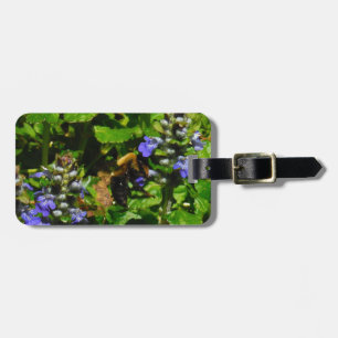 Purple Flower and Bumble Bee Luggage Tag