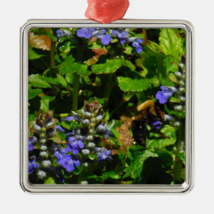 Purple Flower and Bumble Bee Metal Tree Decoration