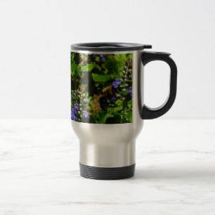 Purple Flower and Bumble Bee Travel Mug