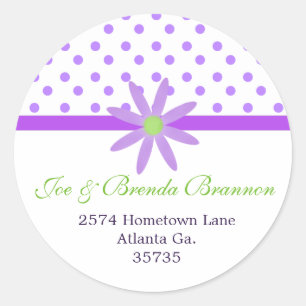 Purple Flower And Polka Dots Address Labels