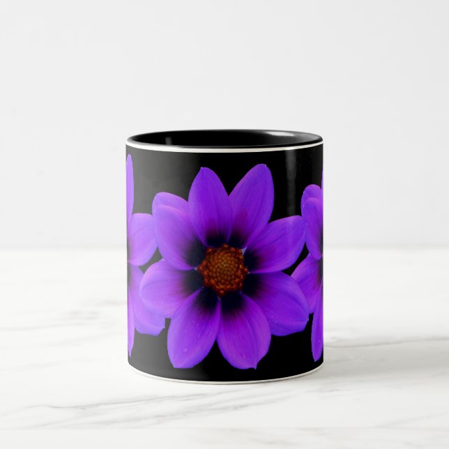 Purple Flower at Dusk Two-Tone Coffee Mug (Center)
