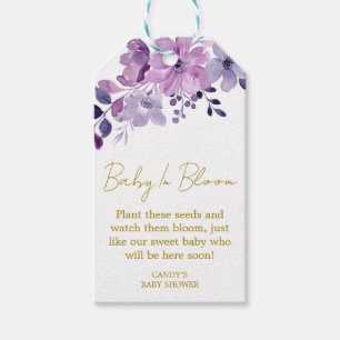 Purple Flower Baby Shower Seed Gift Tags