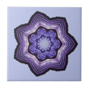 Purple Flower Beautiful Abstract Art Ceramic Tile