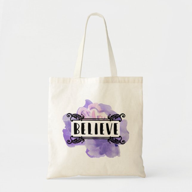 Purple Flower - Believe Tote Bag (Front)