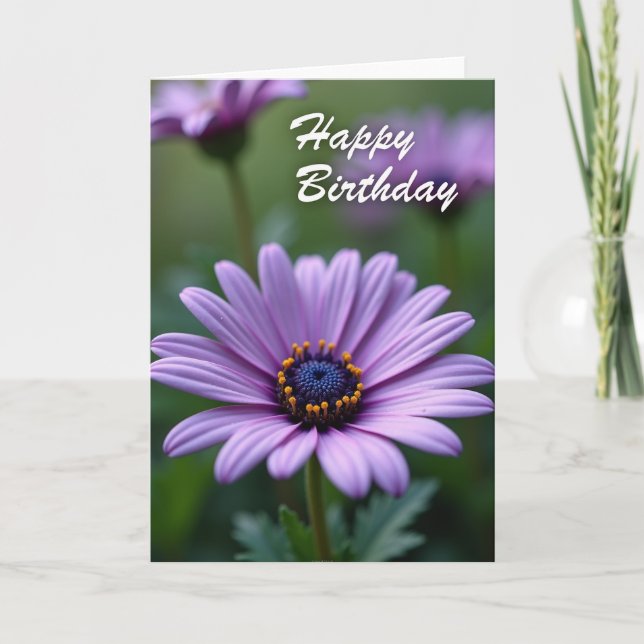Purple Flower Birthday Card (Front)