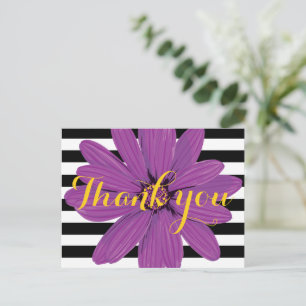 Purple Flower black and white strips Postcard