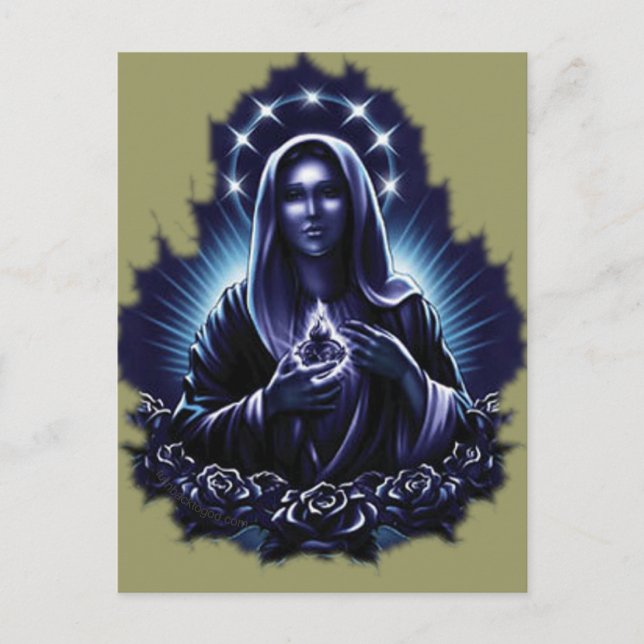 Purple Flower Blessed Virgin Mary Postcard (Front)