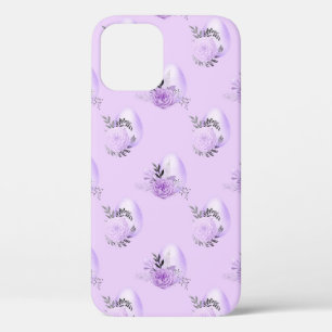 Purple Flower Botanical Easter Egg Style iPhone 12 Case