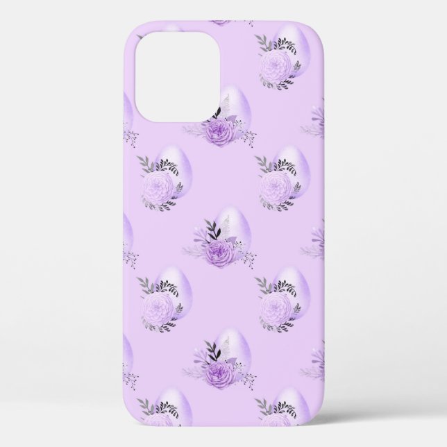 Purple Flower Botanical Easter Egg Style Case-Mate iPhone Case (Back)