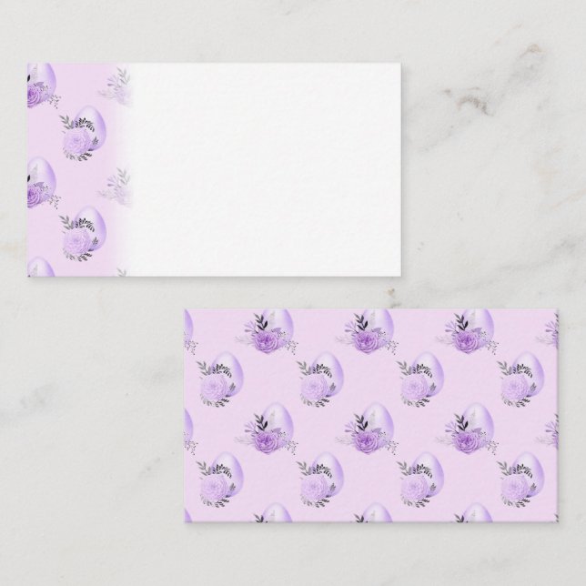 Purple Flower Botanical Easter Egg Style Place Card (Front/Back)