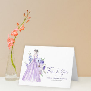 Purple Flower Bridal Shower Thank You Fold Card