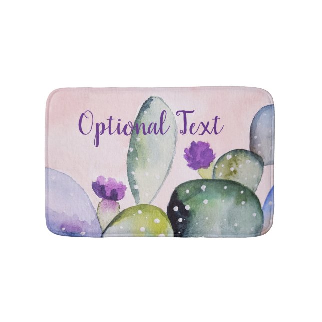 Purple Flower Cactus (Nopal) Bath Mat (Front)