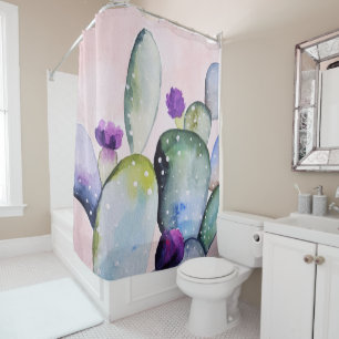 Purple Flower Cactus (Nopal) Shower Curtain