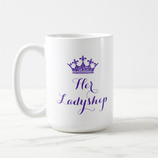 Purple Flower Crown Her Ladyship Script Coffee Mug