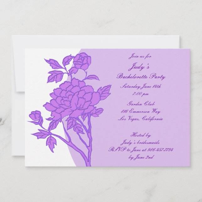 Purple Flower Custom Bachelorette Party Invitation (Front)