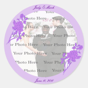 Purple Flower Custom Wedding Stickers