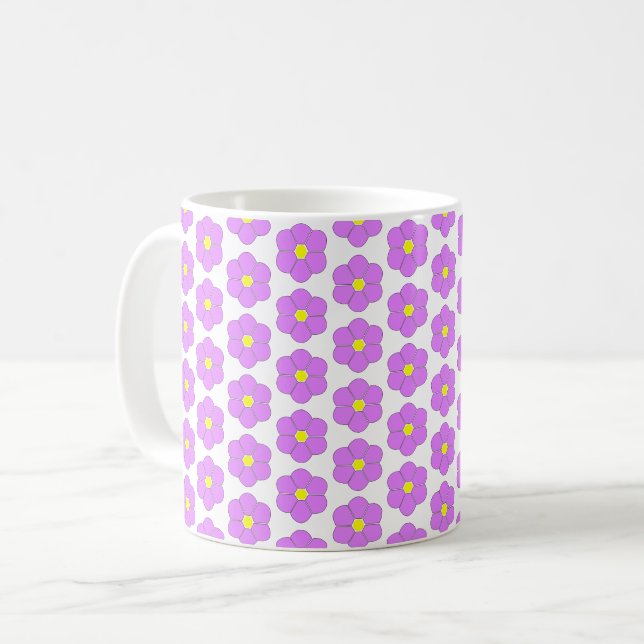 Purple Flower Design Coffee Mug (Front Left)