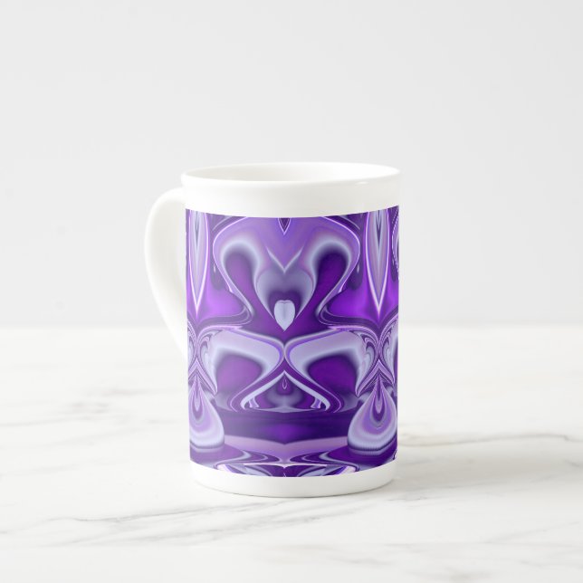 Purple Flower Dreams Bone China Mug (Front Left)