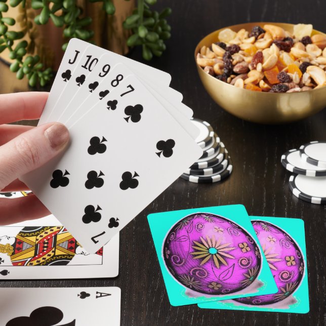Purple Flower Easter Egg Playing Cards (In Situ)