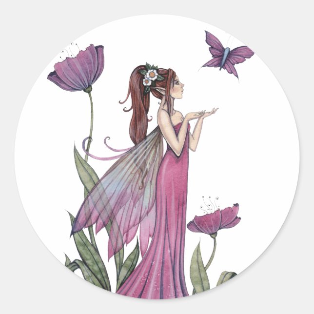 Purple Flower Fairy and Butterfly Stickers (Front)