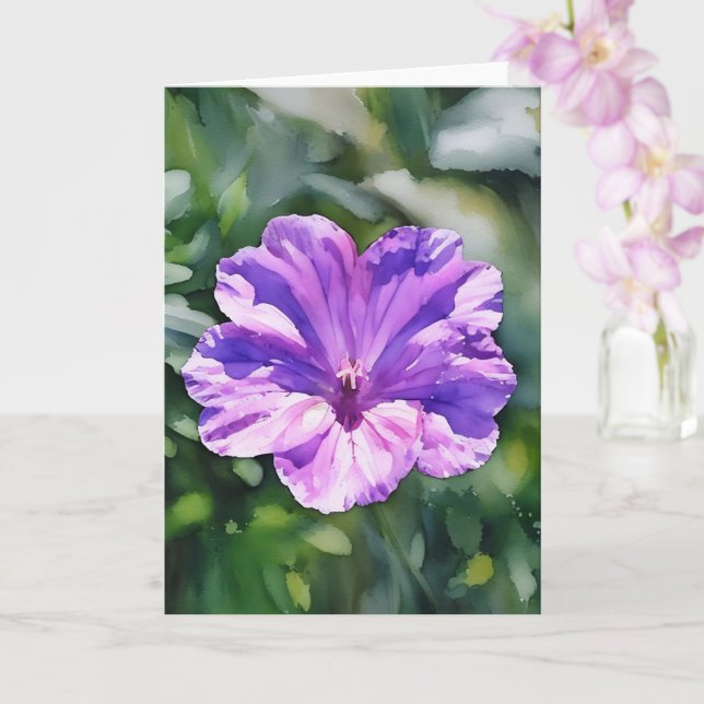 Purple Flower Floral Art Note Card (Orchid)