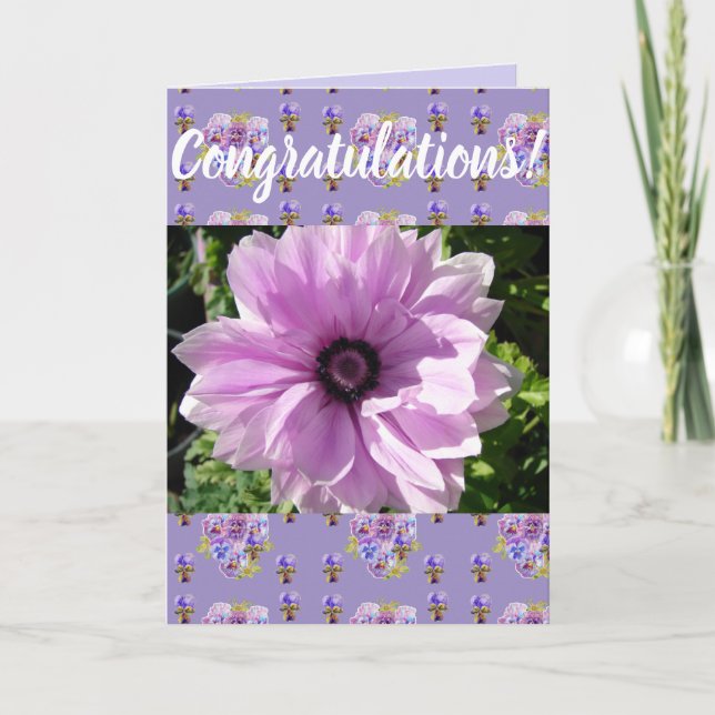Purple Flower Floral Conrgatulations art Card (Front)