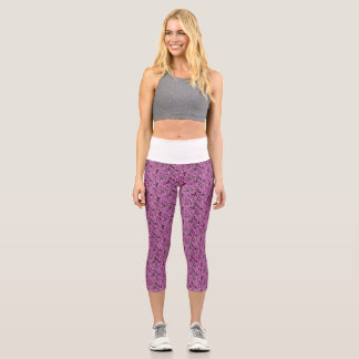 Purple Flower Floral Yoga Pants Leggings