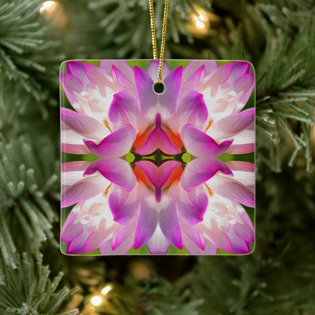 PURPLE FLOWER - Fractal Art - Ceramic Ornament (Tree)