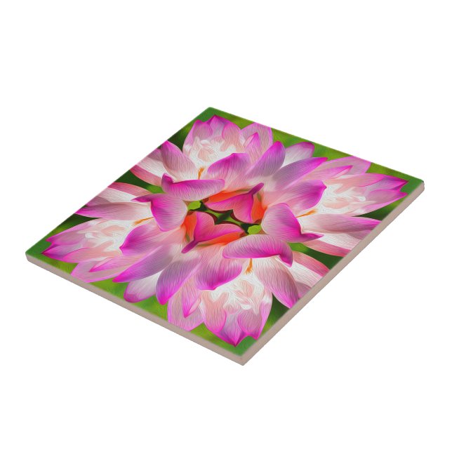 PURPLE FLOWER - Fractal Art - Ceramic Tile (Side)