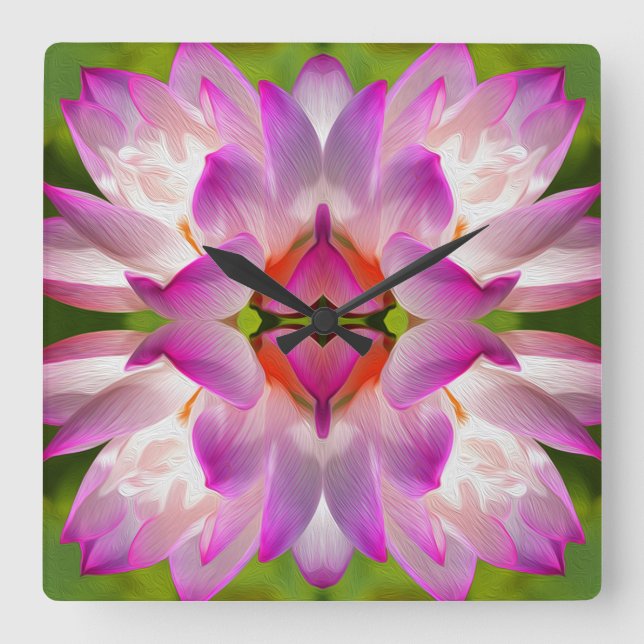 PURPLE FLOWER - Fractal Art - Square Wall Clock (Front)