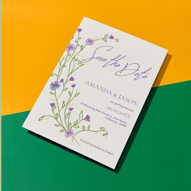 Purple Flower Frame Elegant Wedding Save the Date  (Purple Flower Frame Elegant Wedding Save the Date)