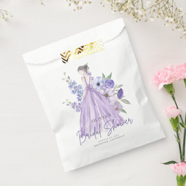 Purple Flower Gown Bridal Shower Thank You Favour Bag (Sealed)