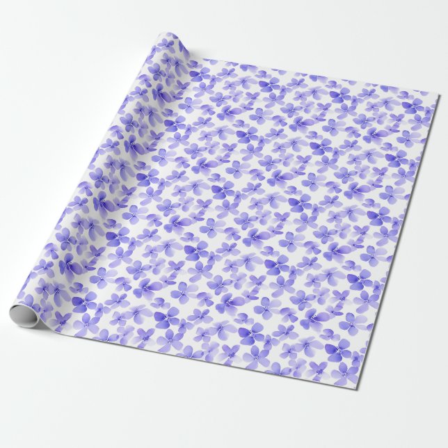 Purple Flower Heads Wrapping Paper (Unrolled)