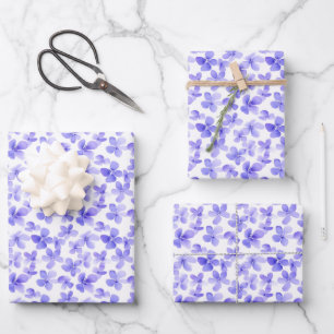 Purple Flower Heads Wrapping Paper Sheet