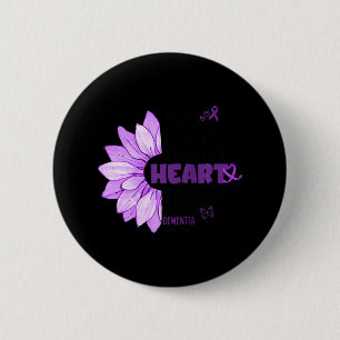 Purple Flower Heart Heimer's Dementia Awareness 6 Cm Round Badge