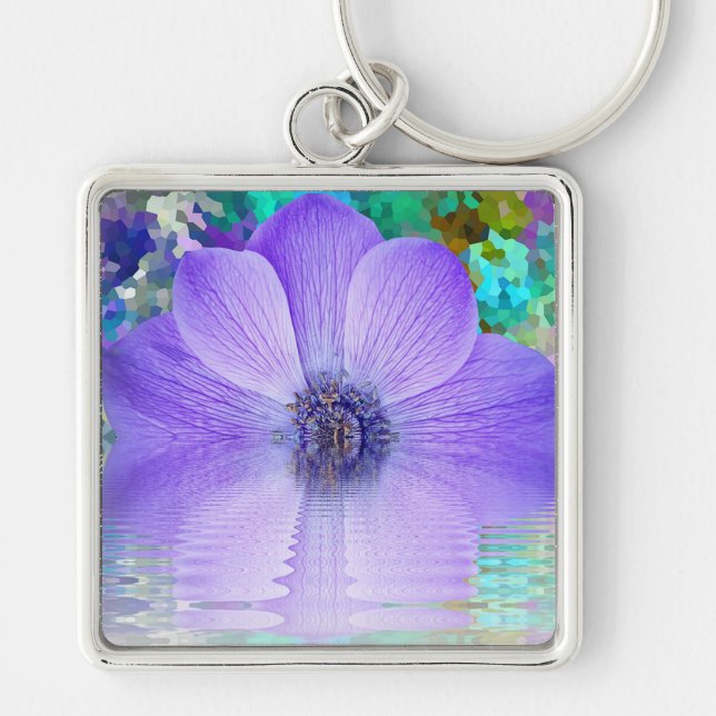 Purple Flower Key Ring (Front)