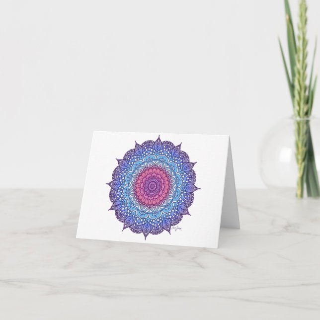 Purple Flower Leaf Mandala Card (Front)