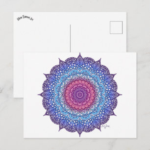 Purple Flower Leaf Mandala Postcard
