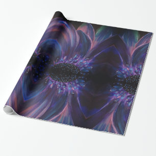 Purple Flower Leaves Art Wrapping Paper
